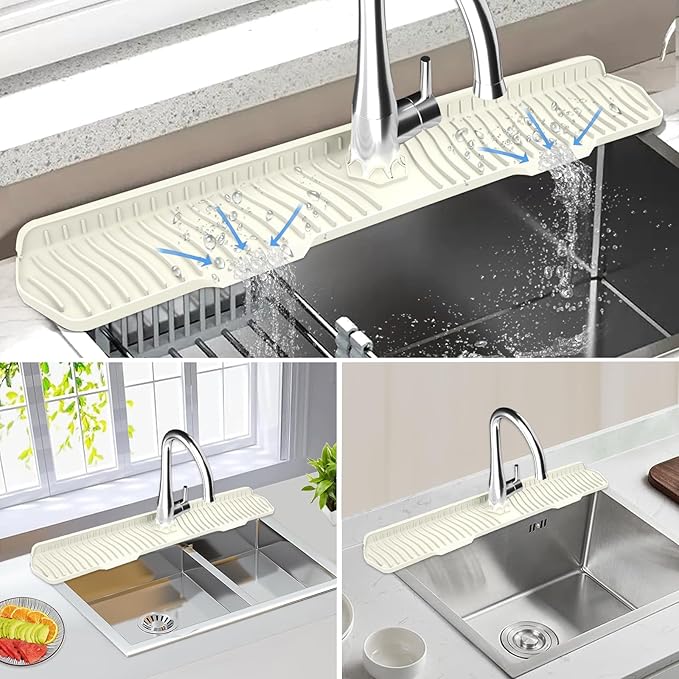 Kitchen Sink Splash Guard Gen2-30" x 6'' Silicone Sink Mat Splash Guard fit
