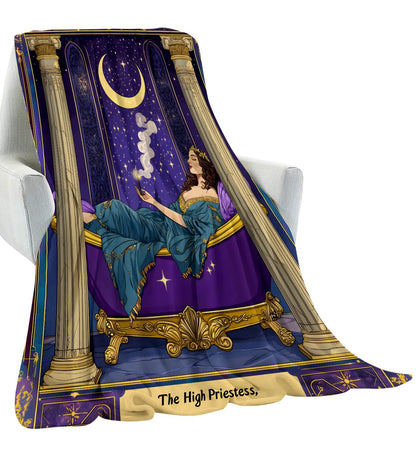amepay Tarot Card Blanket Gifts for Women Adult Girls,The High Priestess Moonlit Throw Blankets,Soft Comfy Lightweight for Home Halloween Couch Bed Sofa Decor,Enchanting Night Sky Design 50x60in