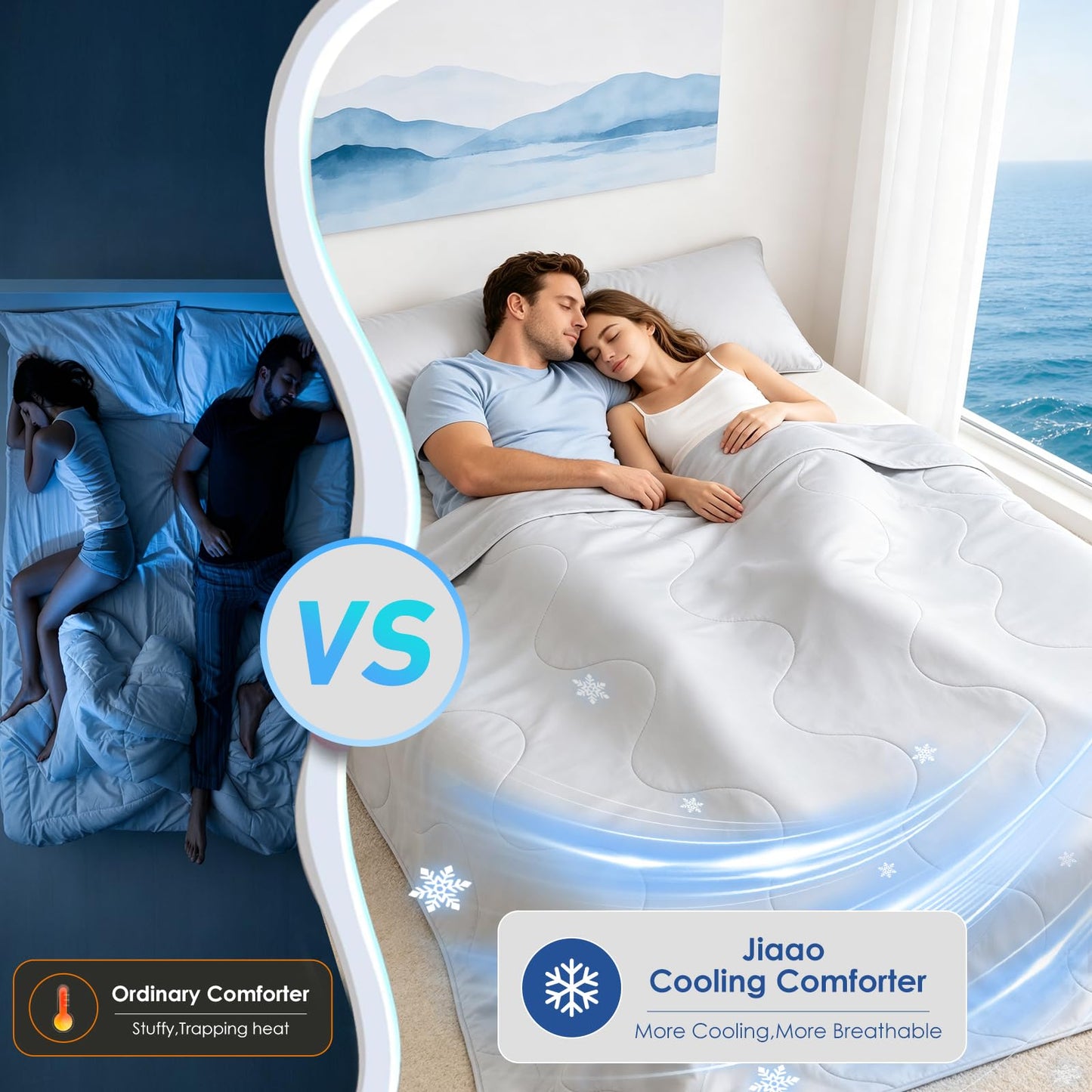 jiaao 30-Second Cooling Comforter Queen, Summer Blanket for Hot Sleeper