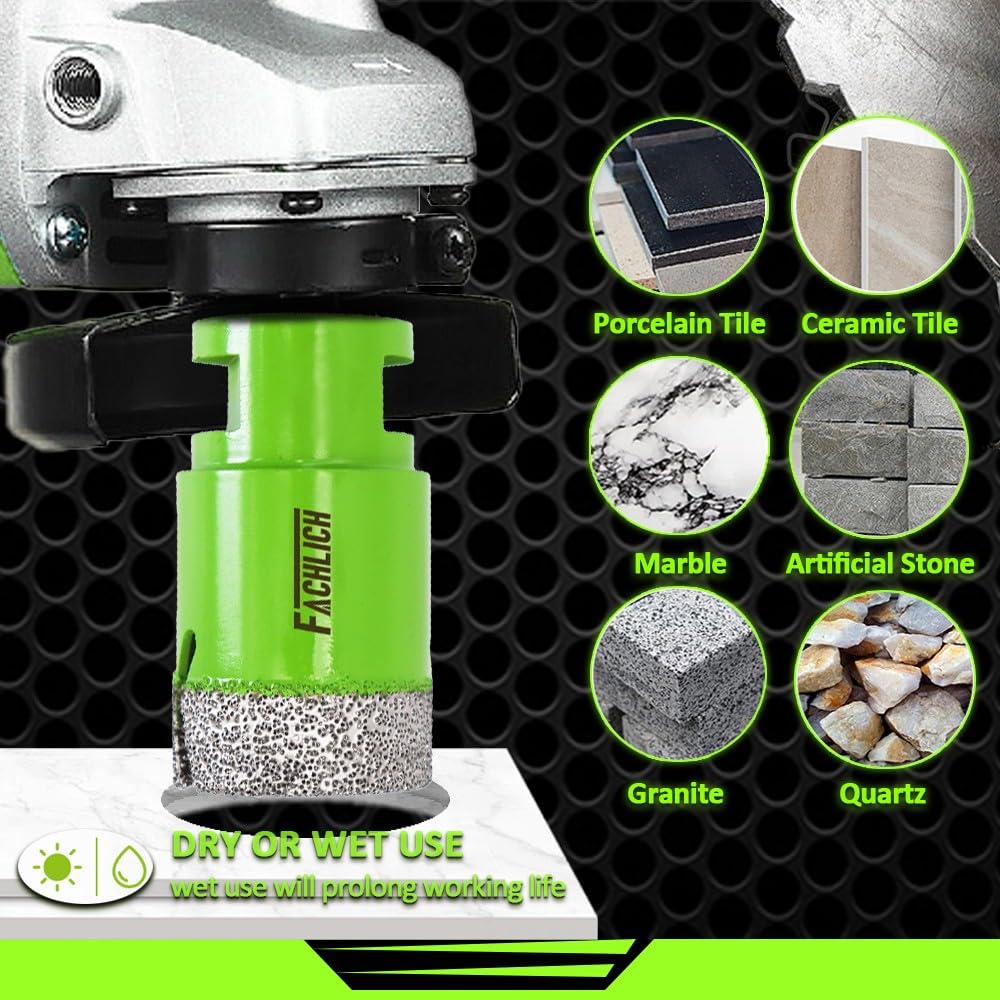 Tile Hole Saw Kit Diamond - (6/8/10/25/35/50/75/127mm Drill Bits+Finger Bit+Chamfer Bit+Adapter+Tile Blade) Diamond Hole Saw Kit for Porcelain Ceramic Marble Brick Granite,5/8"-11 Thread