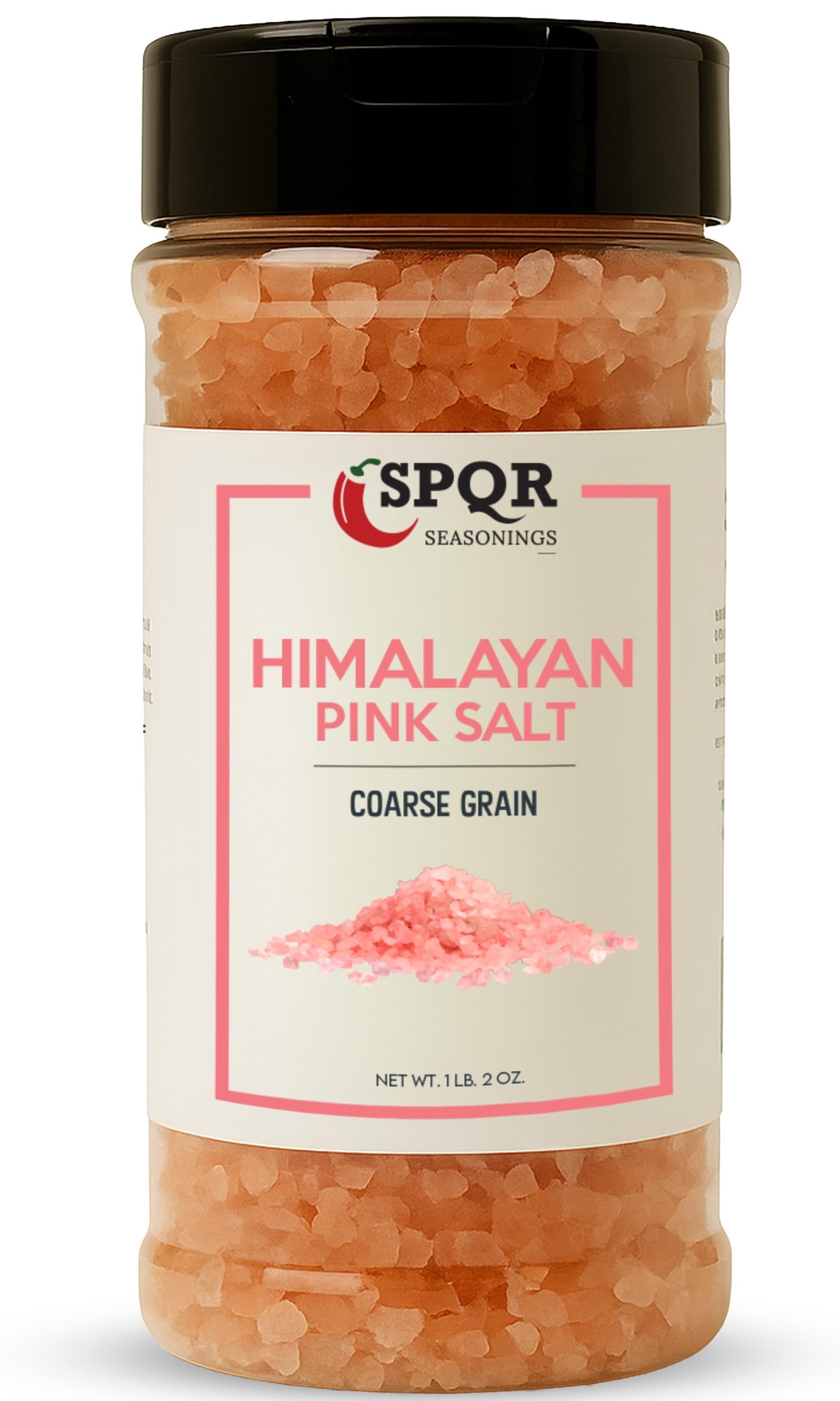 Himalayan Pink Salt Coarse Grain XL 1.2 lb. Bottle Grinder Refill Nutrient and Mineral Dense Salt Crystals by SPQR Seasonings