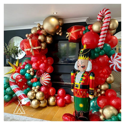 Christmas Balloons, 50pcs 12 inch Red Green Gold Latex Balloons for Christmas Party Decorations