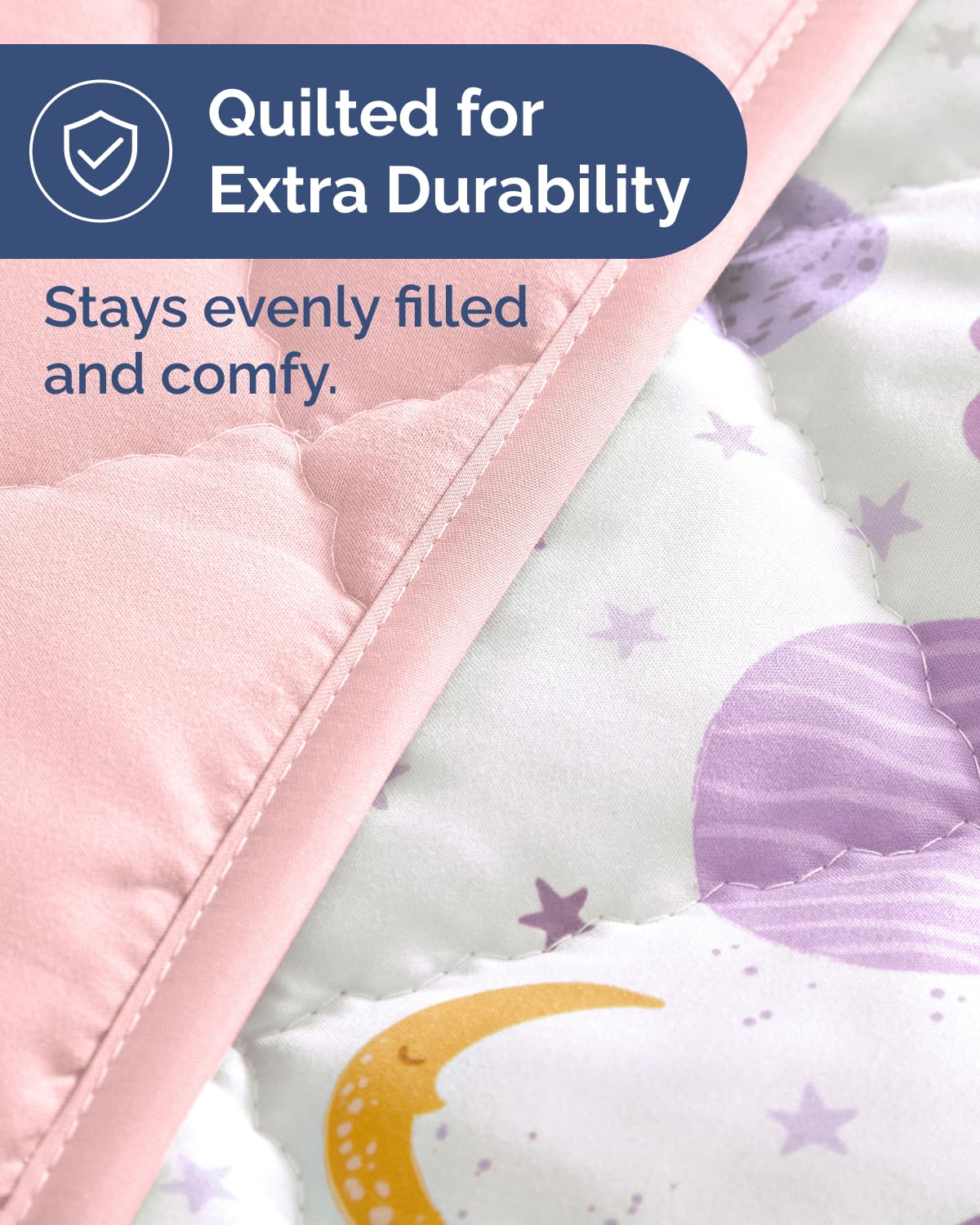 Space Girl Toddler Comforter - Down Alternative Toddler Microfiber Comforter - Lightweight & Warm Baby Quilt Blanket - Soft & Breathable - Kids Duvet Insert Crib & Stroller - Machine Washable - 39x47