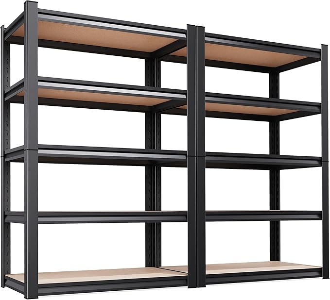 Set of 2 71"H Garage Shelving-5 Tier Garage Storage Shelves,Adjustable Heavy Duty Metal Shelving Unit and Storage Large Rack,Utility Steel Shelf For Warehouse Industrial Pantry Basement 71"x32"x14"