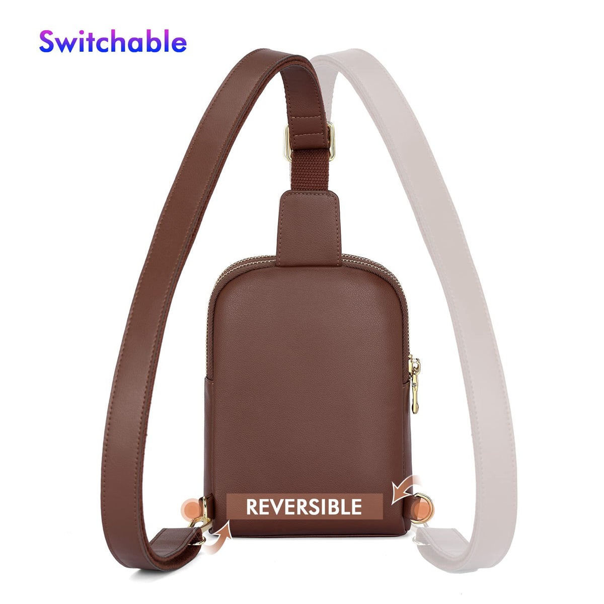 nuoku RFID Blocking Sling Bag for Women, Vegan Leather Anti Theft Crossbody Purse, Lightweight Small Chest Bag for Everyday Travel