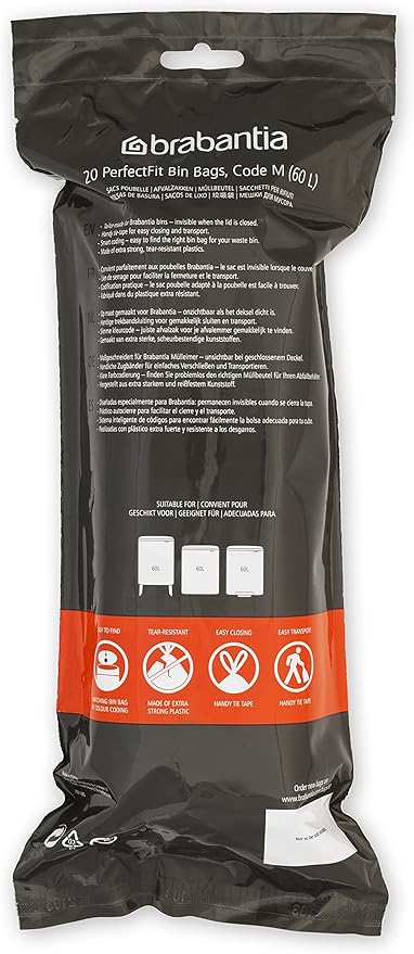 Brabantia PerfectFit Trash Bags Thick Plastic Trash Can Liners