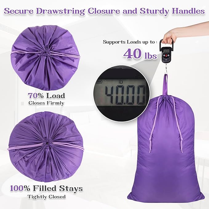 Heavy Duty Laundry Bag with Handles, Extra Large Drawstring Bag, Laundry Hamper