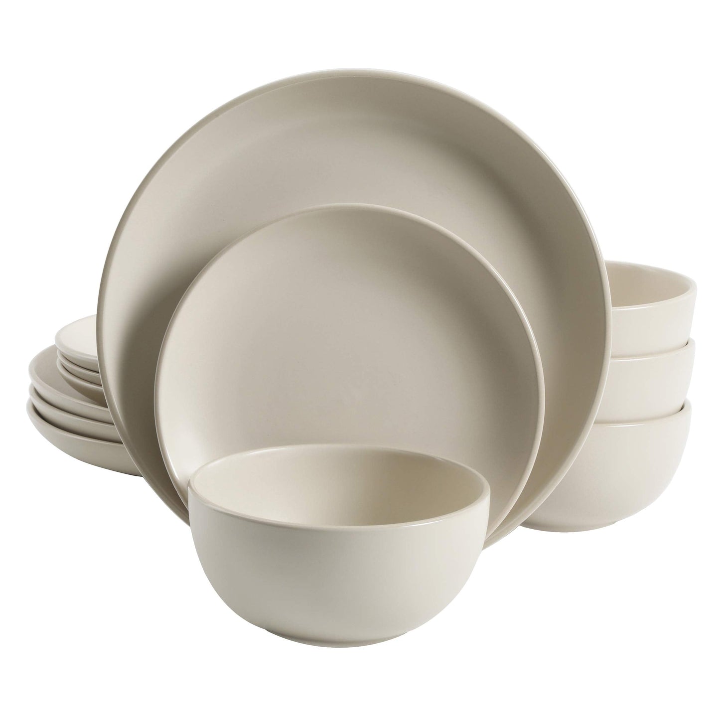 Gibson Home Queenslane 16 Piece Double Bowl Plates and Bowls Dinnerware Sets - Matte Blue