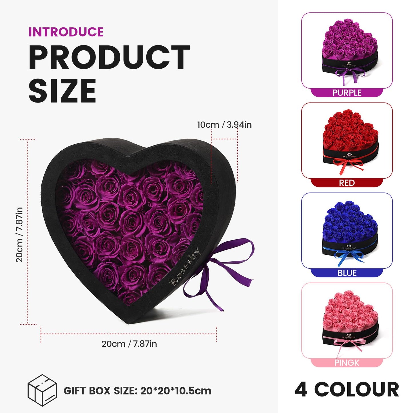 Valentines Day Flowers Roses Gifts for Her,16pcs Red Forever Preserved Roses in Heart Shape Gift Box,Valentines Day Delivery Prime Gifts-Roses Gifts for Women,Mom.
