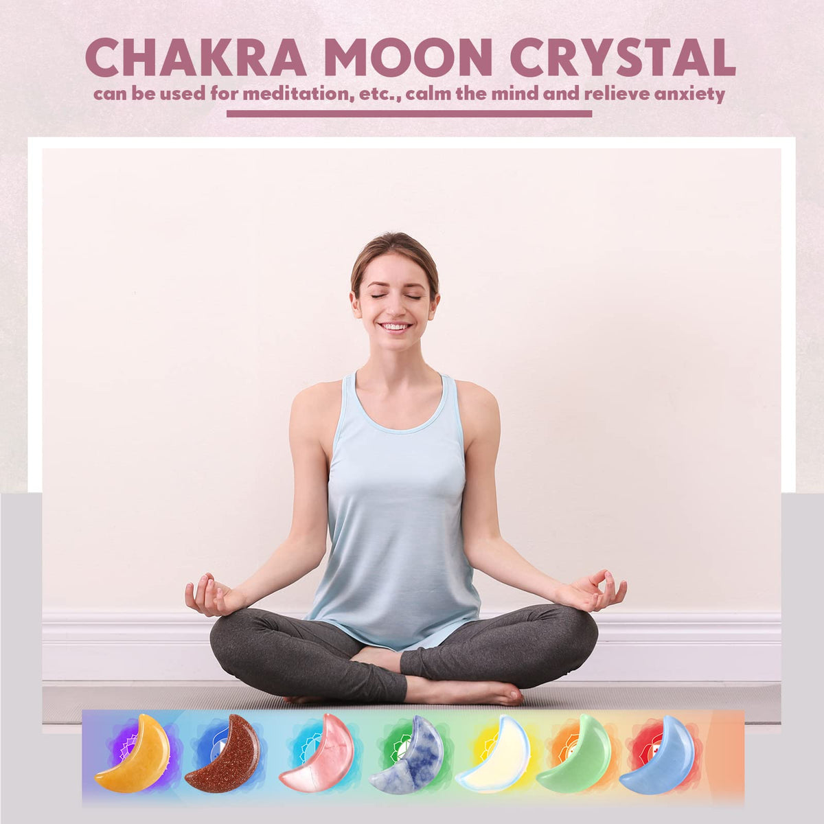 Nuenen 100 Pcs Moon Stone Bulk Worry Stones Thumb Moon Crystals Reiki Polished Witch Stuff Crescent Carved Pocket Palm Crystals Charm Gemstones for Meditation Divination Decor
