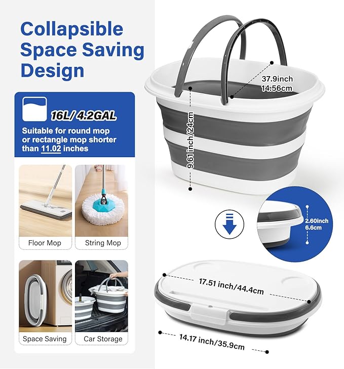 Lesipee Upgraded 16L Collapsible Mop Bucket