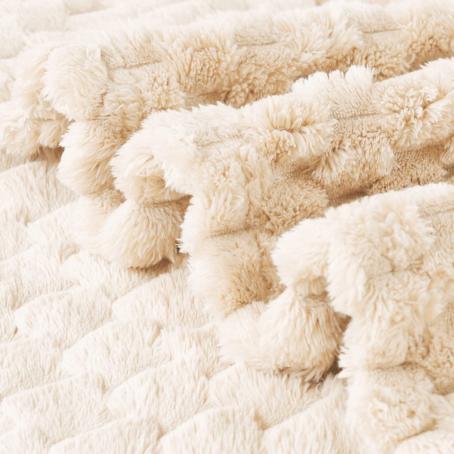 FY FIBER HOUSE Fleece Throw Blanket for Couch 300GSM Super Soft Plush Fuzzy Blankets Lap Blanket for Office Sofa, 50x60 Inches, Beige