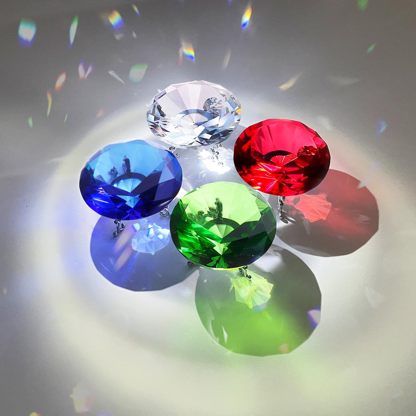 Adwikoso Large Crystal Diamond Paperweight with Stand Jewels Wedding Decorations Centerpieces Home Decor 3.15 inch (Clear)