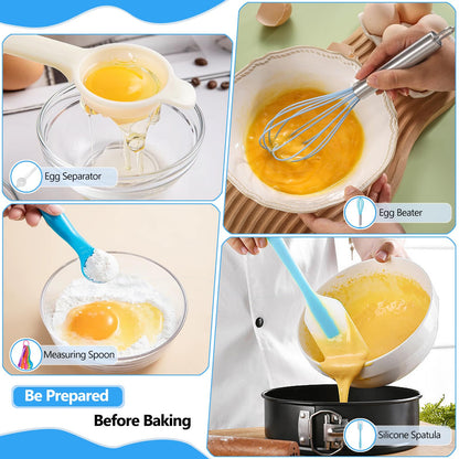 Makmeng 722pcs Cake Decorating Kit - Baking Supplies with Springform Pans, Cake Rotating Turntable, Icing Piping Bags and frosting Tips Set - Cake Decorating Tools for Beginners
