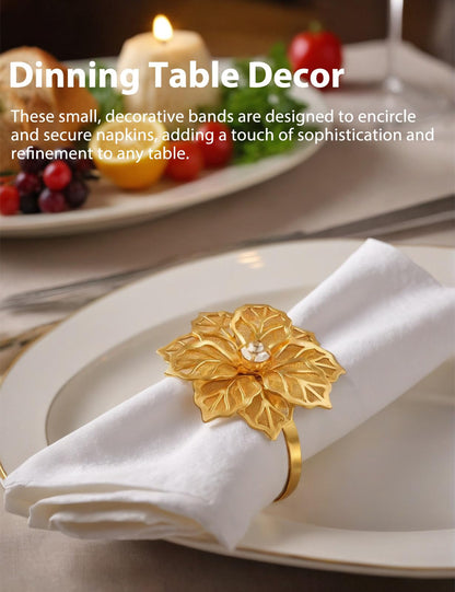 URWOOW 12 Pack Flower Napkin Rings Holders Clear Rhinestone Décor Dinner Party Wedding Christmas Gathering