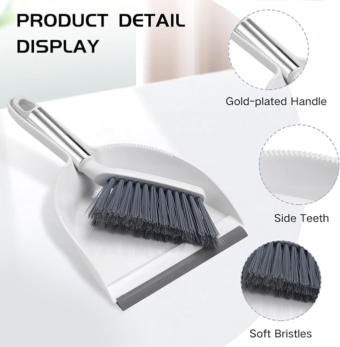 NACENA Mini Broom and Dustpan Set, Small Dust Pan and Brush Set