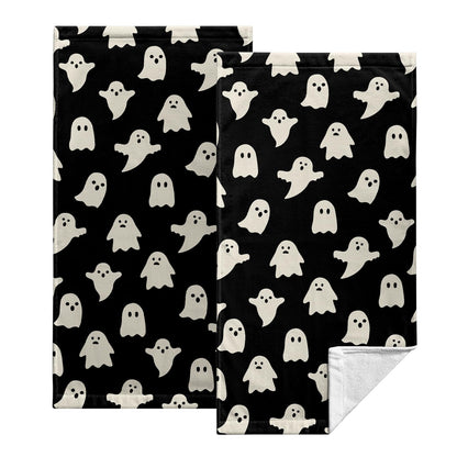 Cneztholim Halloween Spooky Bathroom Hand Towels Cute White Black Dish Towel Scary Halloween Kitchen Towels Soft Absorbent Towel Set for Home Farmhouse Gym Decor