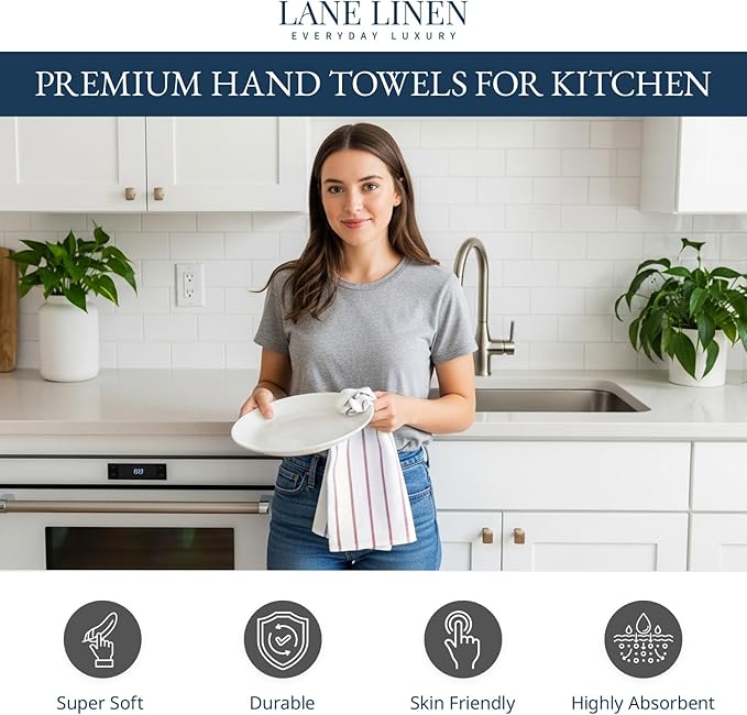 LANE LINEN Kitchen Towels Set of 12-100% Cotton, Quick-Drying 18” x 28”