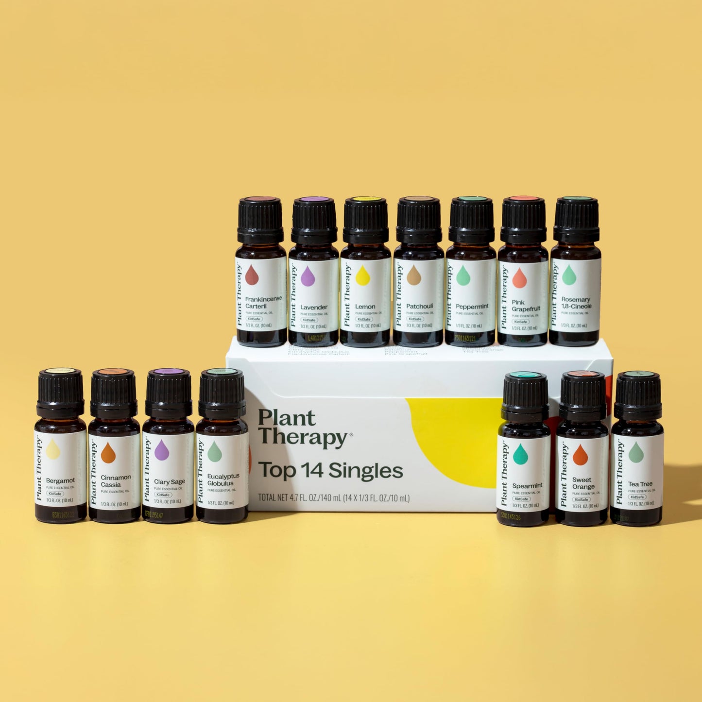 Plant Therapy Top 14 Singles Set Lavender, Eucalyptus, Peppermint, Orange Sweet, Lemon & More 100% Pure, Undiluted, Natural Aromatherapy for Topical Use & Diffusion, Therapeutic Grade 10 mL (1/3 oz)
