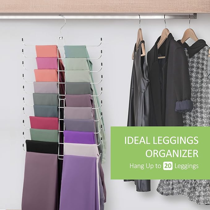 Leggings Hangers for Closet, Metal Yoga Pant Legging Organizer Holds 20 Leggings