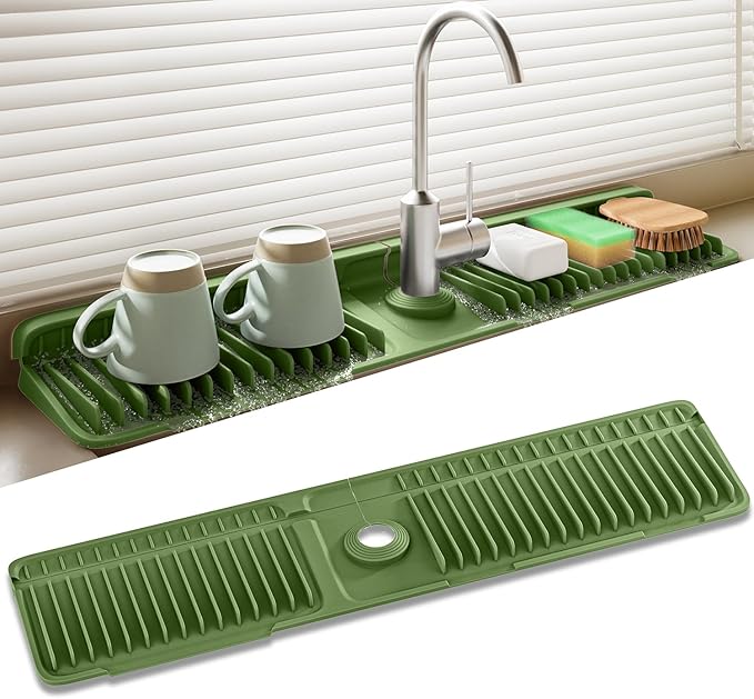 Faucet Mat for Kitchen Sink, 24 Inch Longer Silicone Sink Splash Guard