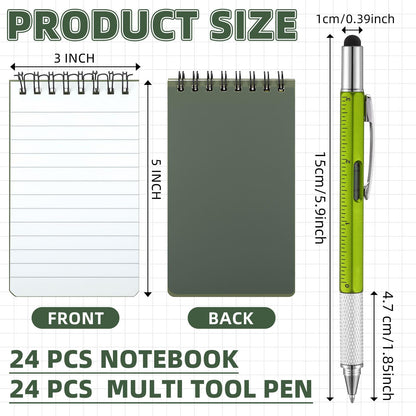 Maitys 48 Pcs Men Gifts for Father's Day:6 in 1 Screwdriver Multi Tool Pens 3 x 5 Waterproof Notebooks Multi Tool Pens for Dad Husband Engineer Father's Day Birthday Gifts