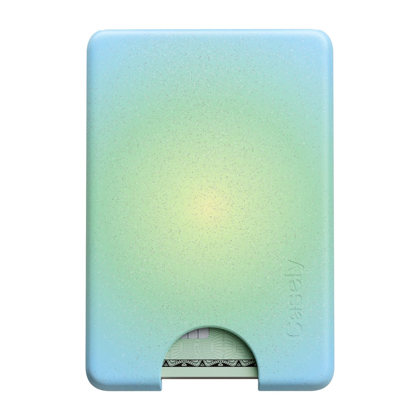 Casely MagWallet | Starfish Wishes | Coral Pink Shimmer | Slim Wallet Card Holder | Compatible with MagSafe | Soft-Touch Hard Silicone | Holds Up to 3 Cards