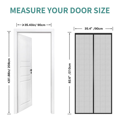 Magnetic Door Screen 90 x 210 cm, SMALUCK Heavy Duty Fly Door Screen Mesh with Powerful Magnets, Durable Mesh Curtains Keeps Bugs Out, Frame Hook & Loop, Kid and Pet Friendly