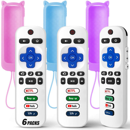 (Pack of 3) Replacement Remote Only for Roku TV with Soft Silicone Protective Cover (Glow in The Dark), Universal Remote for TCL/Onn/Hisense/Sharp/Element/Philips Roku Smart TV (Elegant White)