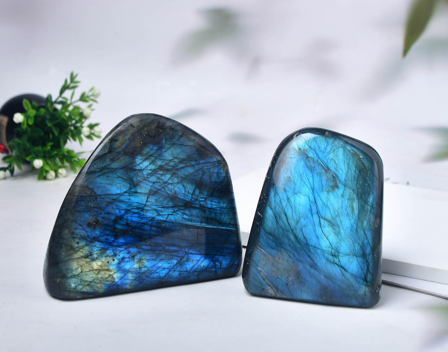 FZBHRO Large Labradorite Rock Polished Slab Block Healing Crystal Stone for Meditation Gift Home Decor 2.2-2.6 Pound