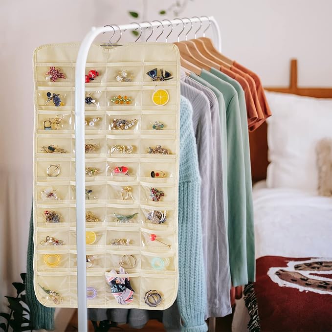 Bloss Hanging Jewelry Organizer 80 Pockets Hanging Double-Side Jewel Hanger