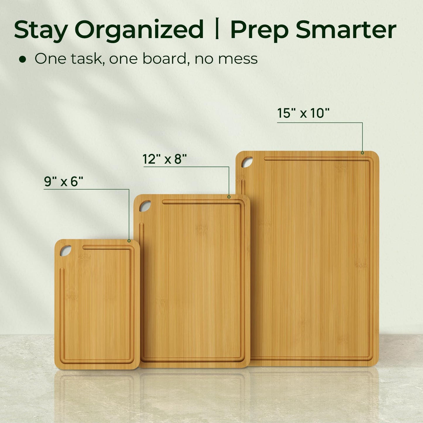 Bamboo Cutting Board, Durable Wood Cutting Boards for Kitchen with Deep Juice Grooves & Built-in Handles, Ideal Charcuterie & Chopping for Meat, Vegetables and Fruits Ideal Kitchen Gifts