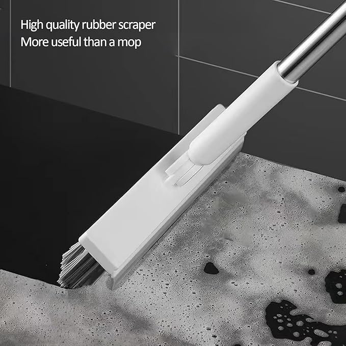 Floor Scrubbing Brush with 57" Adjustable Long Handle, 3 in 1 Living Grout