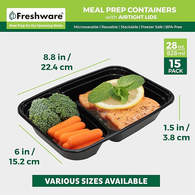 Freshware Meal Prep Containers 2 Compartment