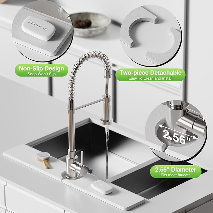 23.6" x 4" Stone Faucet Mat for Kitchen Sink, Quick Drying Diatomite Sink Tray
