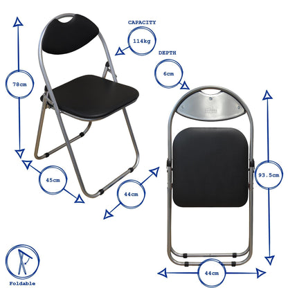 Harbour Housewares Padded Folding Chair - Solid Grey - Pack of 1 - Easy Store Metal Frame Foldable Desk Chair for Office, Dining, Kitchen