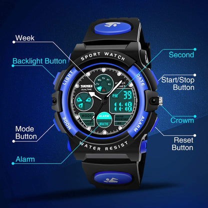 Sport Watch Toys for 3-12 Year Boys, Waterproof LED Wrist Watches With Alarm for Kids Easter Birthday Presents, Stocking Fillers Gifts for 6-15 Year Boys