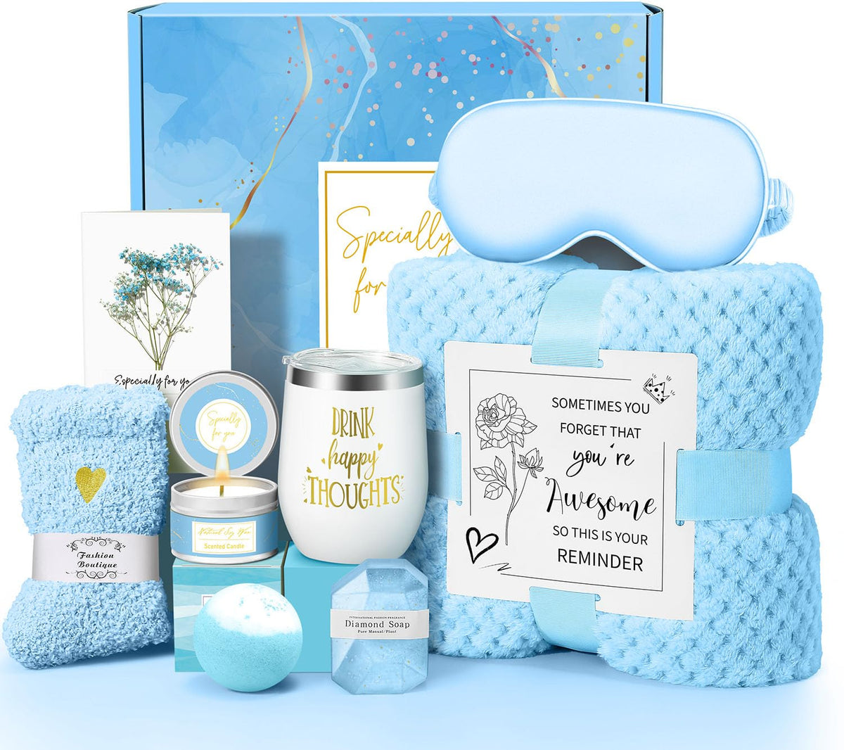 Mothers Day Gifts for Mom Wife Grandma Daughter Friends Sister, Happy Birthday Gifts for Women Mom Her Friend Sister Wife Grandma, Self Care Gift Get Well Relaxing Spa Gift Basket Set