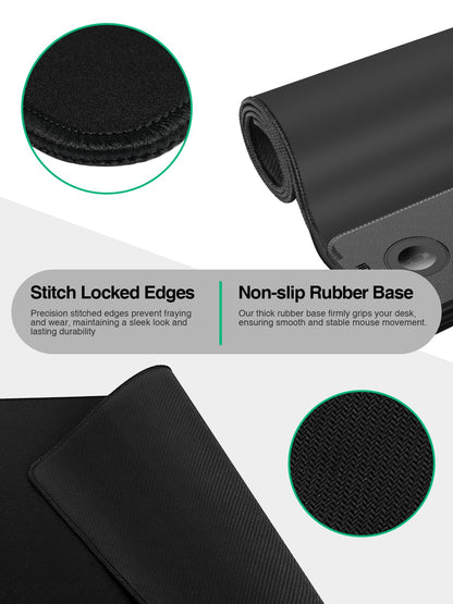 Mouse Pad with Magnetic Wireless Charging, Large Desk Mat, Non-Slip Mouse Mat, Keyboard Pad for Gaming, Desk, Office, PC (The Left Charging-Black with 20W PD Charger)