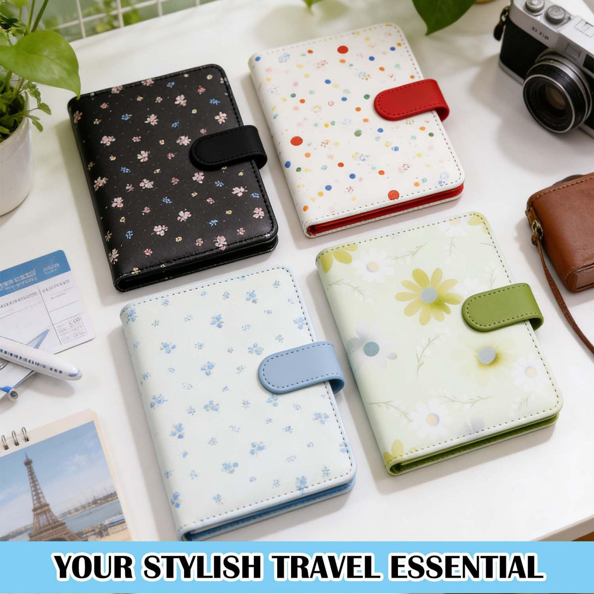 Melsbrinna Rfid Passport Holder for Travel women/Men, Cute Passport Wallet Rfid Blocking Card Slots, Rfid Passport Cover/CaseTravel Wallet, Passport Book Holder (1, floral blue a)