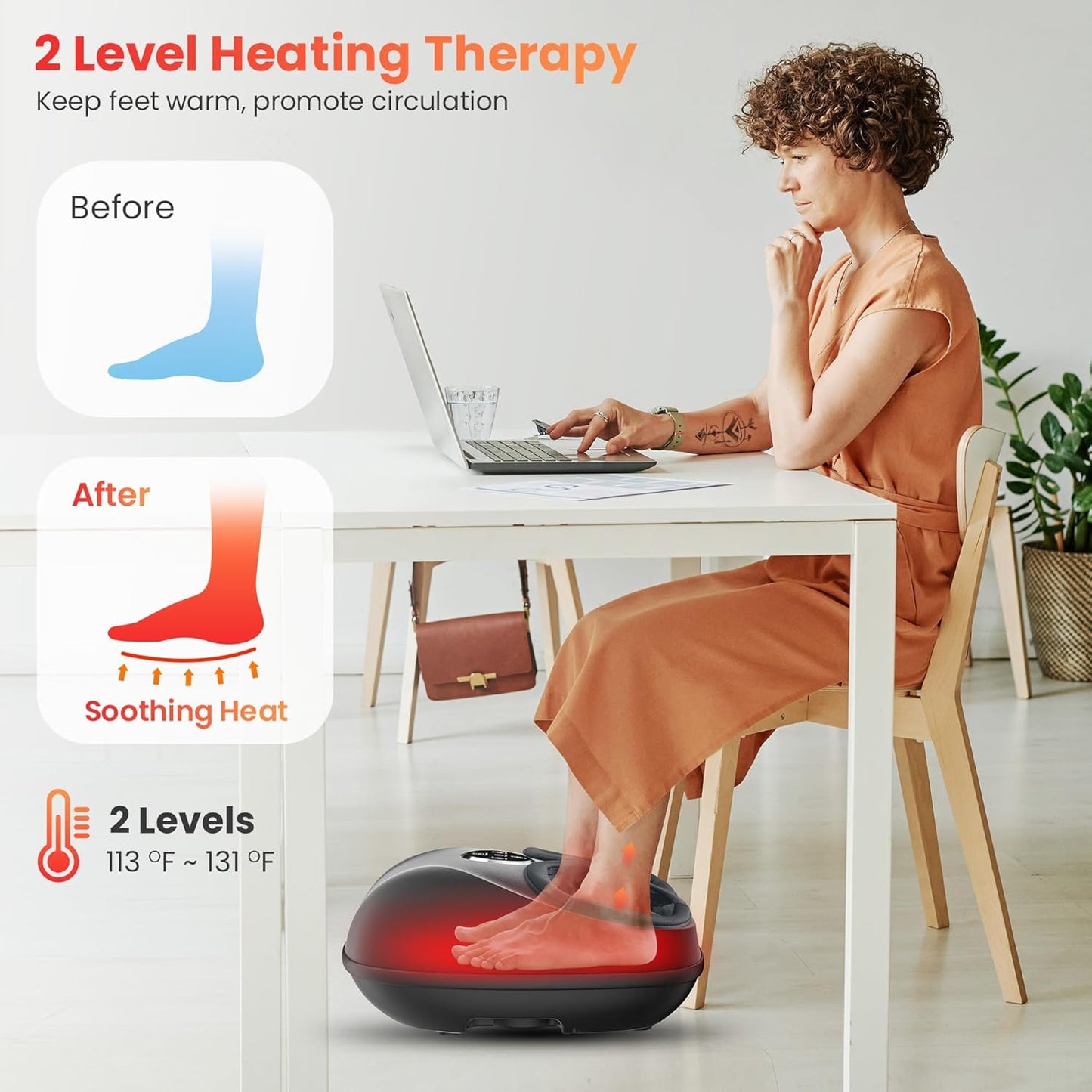 COMFIER HSA Eligible Shiatsu Foot Massager Machine with Heat, FSA Foot Massager for Neuropathy Plantar Fasciitis, Deep Kneading Feet Massager with Heat, Relax for Home Office,Up to Men Size 13
