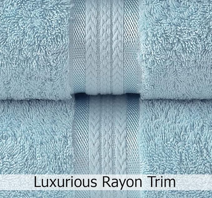Cotton Craft - 6 Pack - Ultra Soft Extra Large Hand Towels 16x28 Light Blue -