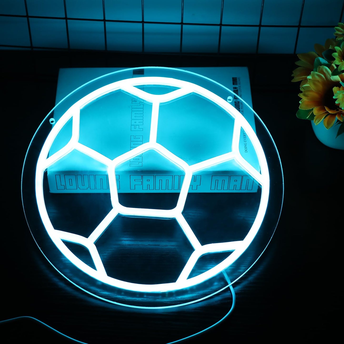 Neonawall Large Soccer Neon Sign, 16 Inch USB Powered Dimmable Neon Light, Sports Theme Wall Decor for Man Cave Bedroom Gym Home Game Room, Soccer Match Day Decor, Gift for Men Teen Boys Fans