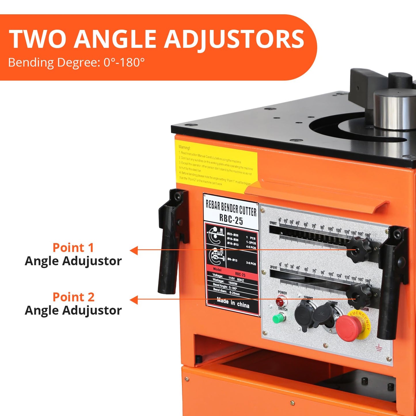 1600W Electric Rebar Bender and Cutter, Fast & Accurate 2-in-1 Bending Machine, Portable Rebar Bender Tool for 1/4 inch to 1 inch Steel Bar