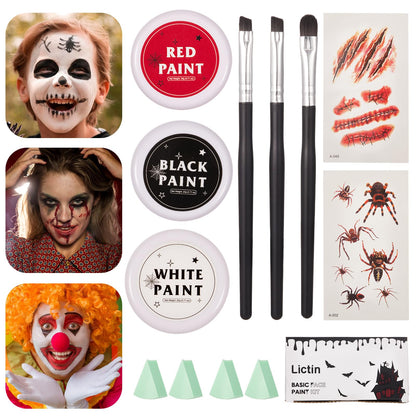 Lictin Halloween Special Effects SFX Zombie Makeup Kit, 9 Colors Bruise Makeup Face Body Painting Palette with Scar Wax, Fake Blood Spray & Gel, Vampire Skeleton Clown Makeup Body Paint (12PCS)