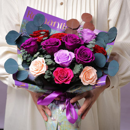 lovenfold Flowers for Delivery,Preserved Flowers Bouquets,Purple Rose Bouquets That Last 1-3 Years,Birthday Flowers Gifts for Women Mom Grandma Wife Friends