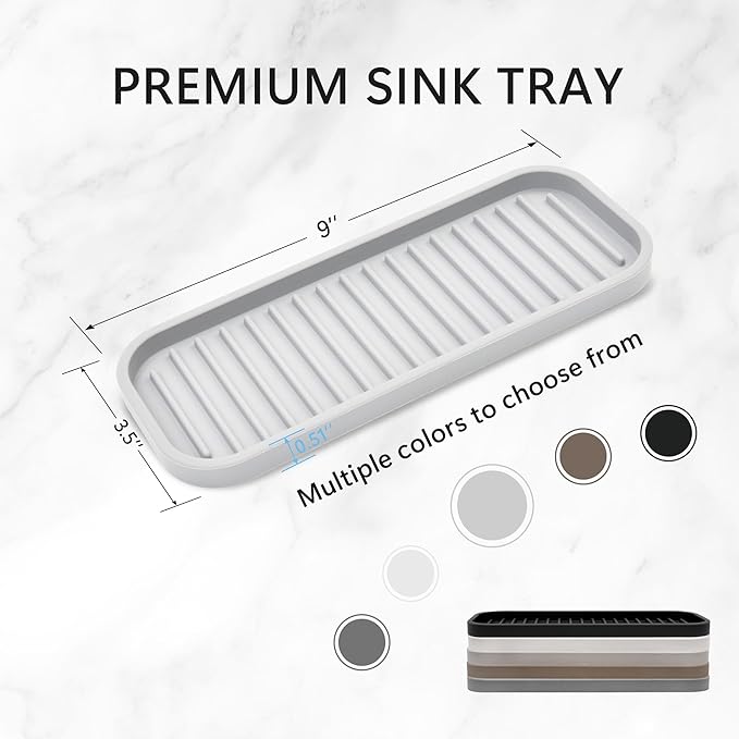 Silicone Sponge Holder Kitchen Sink Organizer Tray Dish Caddy Soap Dispenser