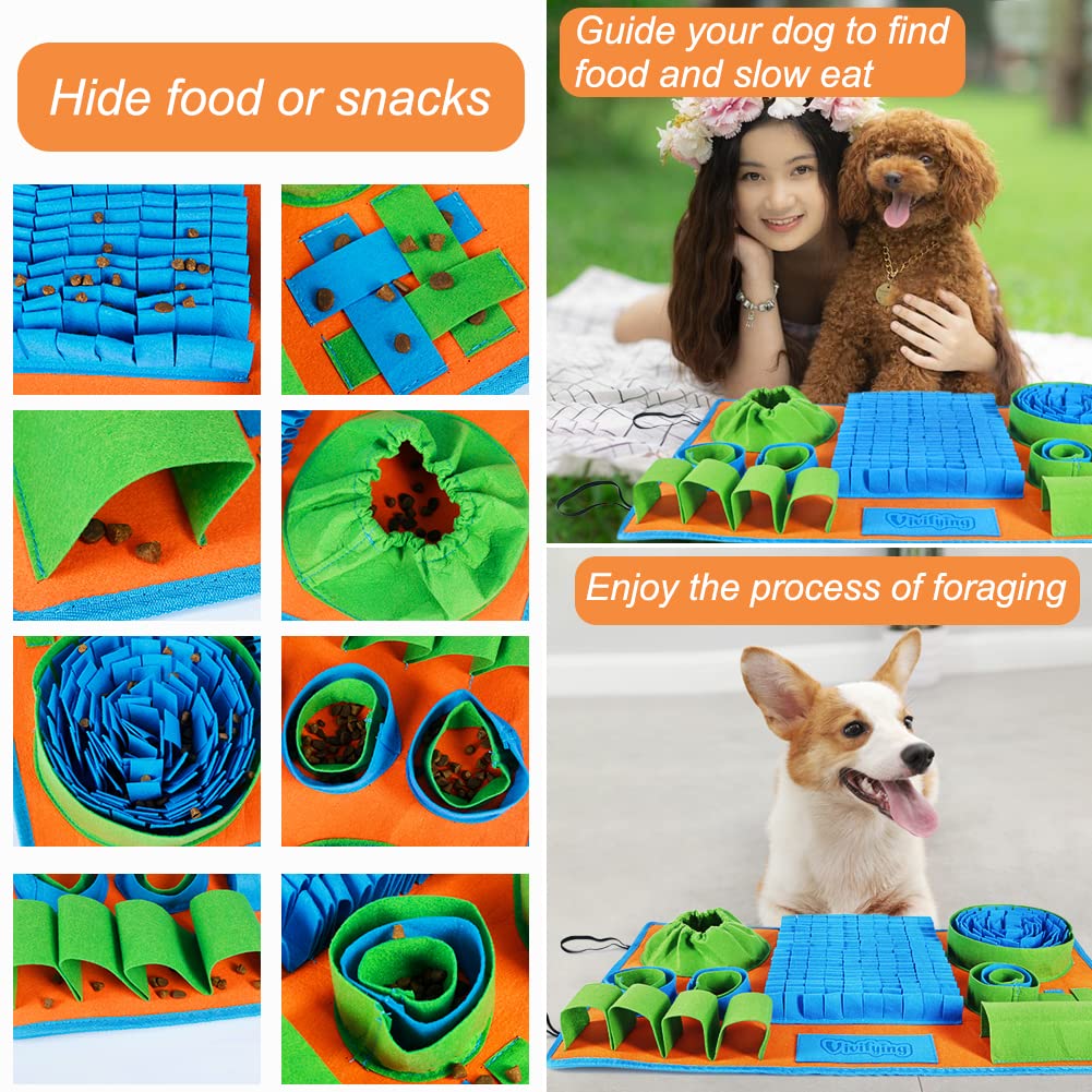Vivifying Snuffle Mat for Dogs, Interactive Feeding Game for Boredom and Mental Stimulation, Dog Feeding Mat Encourages Natural Foraging Skills and Slow Eating