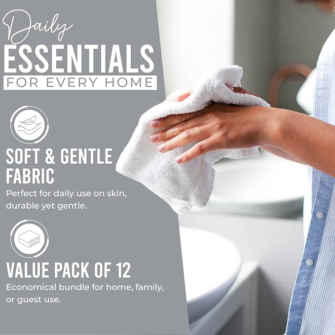 DAN RIVER 12 Pack Wash Cloths for Showering