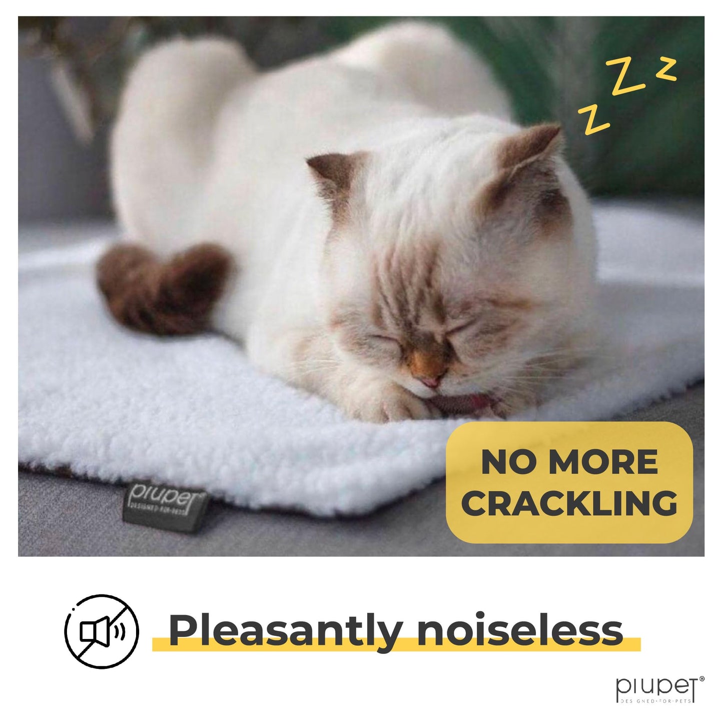 PiuPet® Self Heating Cat Blanket - 60x45cm, No Electricity, Anti-Stress, White